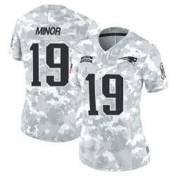 Women's Kobee Minor New England Patriots No.19 Limited 2024 Salute to Service Jersey - Arctic Camo