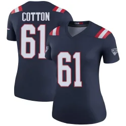 Women's Lester Cotton New England Patriots No.61 Legend Color Rush Jersey - Navy