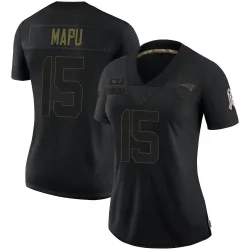 Women's Marte Mapu New England Patriots No.15 Limited 2020 Salute To Service Jersey - Black