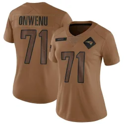 Women's Mike Onwenu New England Patriots No.71 Limited 2023 Salute To Service Jersey - Brown