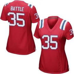 Women's Miles Battle New England Patriots No.35 Game Alternate Jersey - Red