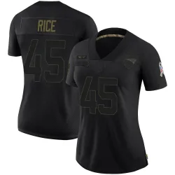 Women's Monty Rice New England Patriots No.45 Limited 2020 Salute To Service Jersey - Black