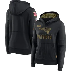 Women's New England Patriots No. 2020 Salute to Service Performance Pullover Hoodie - Black