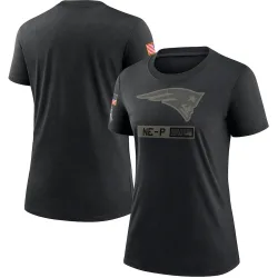Women's New England Patriots No. 2020 Salute To Service Performance T-Shirt - Black