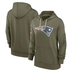 Women's New England Patriots No. 2022 Salute to Service Performance Pullover Hoodie - Olive