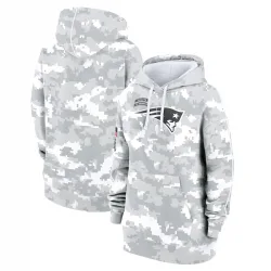 Women's New England Patriots No. 2024 Salute To Service Club Fleece Pullover Hoodie - Arctic Camo