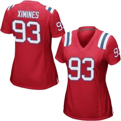 Women's Oshane Ximines New England Patriots No.93 Game Alternate Jersey - Red