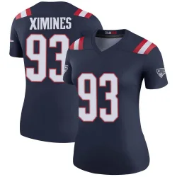 Women's Oshane Ximines New England Patriots No.93 Legend Color Rush Jersey - Navy