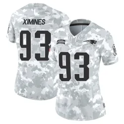 Women's Oshane Ximines New England Patriots No.93 Limited 2024 Salute to Service Jersey - Arctic Camo