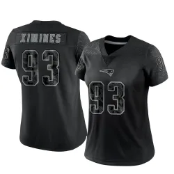 Women's Oshane Ximines New England Patriots No.93 Limited Reflective Jersey - Black