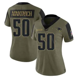 Women's Rob Ninkovich New England Patriots No.50 Limited 2021 Salute To Service Jersey - Olive