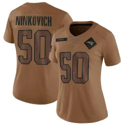 Women's Rob Ninkovich New England Patriots No.50 Limited 2023 Salute To Service Jersey - Brown