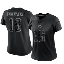 Women's Sione Takitaki New England Patriots No.16 Limited Reflective Jersey - Black