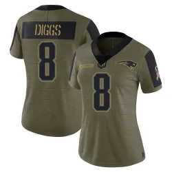 Women's Stefon Diggs New England Patriots No.8 Limited 2021 Salute To Service Jersey - Olive