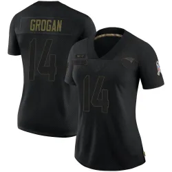 Women's Steve Grogan New England Patriots No.14 Limited 2020 Salute To Service Jersey - Black