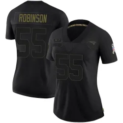Women's Tyrese Robinson New England Patriots No.55 Limited 2020 Salute To Service Jersey - Black