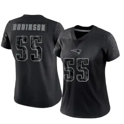 Women's Tyrese Robinson New England Patriots No.55 Limited Reflective Jersey - Black
