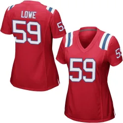 Women's Vederian Lowe New England Patriots No.59 Game Alternate Jersey - Red