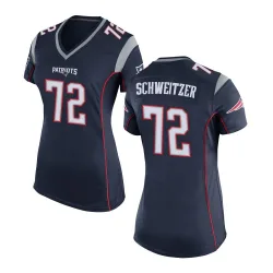 Women's Wes Schweitzer New England Patriots No.72 Game Team Color Jersey - Navy Blue