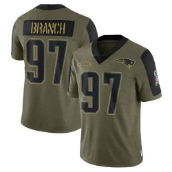 Youth Alan Branch New England Patriots No.97 Limited 2021 Salute To Service Jersey - Olive
