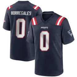 Youth Andres Borregales New England Patriots No.0 Game Team Color Jersey - Navy Blue
