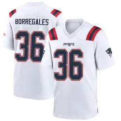 Youth Andy Borregales New England Patriots No.36 Game Jersey - White