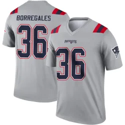 Youth Andy Borregales New England Patriots No.36 Legend Inverted Jersey - Gray