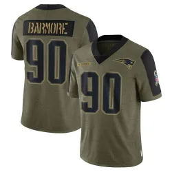 Youth Christian Barmore New England Patriots No.90 Limited 2021 Salute To Service Jersey - Olive