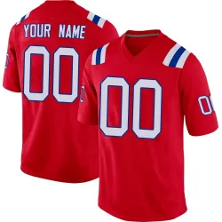 Youth Custom New England Patriots No.00 Game Alternate Jersey - Red