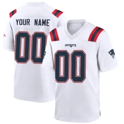 Youth Custom New England Patriots No.00 Game Jersey - White