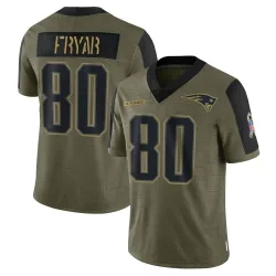 Youth Irving Fryar New England Patriots No.80 Limited 2021 Salute To Service Jersey - Olive