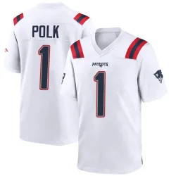 Youth Ja'Lynn Polk New England Patriots No.1 Game Jersey - White