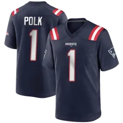 Youth Ja'Lynn Polk New England Patriots No.1 Game Team Color Jersey - Navy Blue