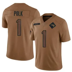 Youth Ja'Lynn Polk New England Patriots No.1 Limited 2023 Salute To Service Jersey - Brown