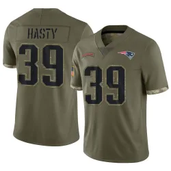 Youth JaMycal Hasty New England Patriots No.39 Limited 2022 Salute To Service Jersey - Olive