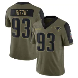 Youth Jahvaree Ritzie New England Patriots No.93 Limited 2021 Salute To Service Jersey - Olive