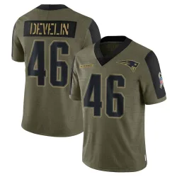 Youth James Develin New England Patriots No.46 Limited 2021 Salute To Service Jersey - Olive