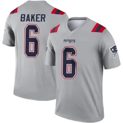 Youth Javon Baker New England Patriots No.6 Legend Inverted Jersey - Gray