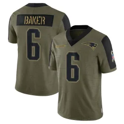 Youth Javon Baker New England Patriots No.6 Limited 2021 Salute To Service Jersey - Olive