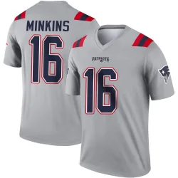 Youth Josh Minkins New England Patriots No.16 Legend Inverted Jersey - Gray