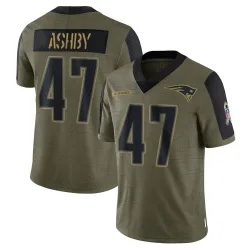 Youth Julian Ashby New England Patriots No.47 Limited 2021 Salute To Service Jersey - Olive