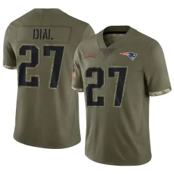 Youth Marcellas Dial Jr. New England Patriots No.27 Limited 2022 Salute To Service Jersey - Olive