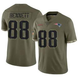 Youth Martellus Bennett New England Patriots No.88 Limited 2022 Salute To Service Jersey - Olive