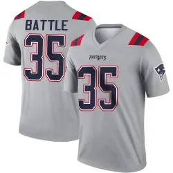 Youth Miles Battle New England Patriots No.35 Legend Inverted Jersey - Gray