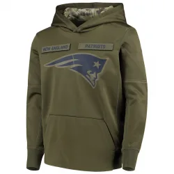 Youth New England Patriots No. 2018 Salute to Service Pullover Performance Hoodie - Green
