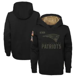 Youth New England Patriots No. 2020 Salute to Service Pullover Performance Hoodie - Black