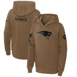 Youth New England Patriots No. 2023 Salute to Service Club Fleece Pullover Hoodie - Brown
