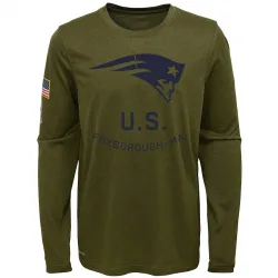 Youth New England Patriots No. Legend 2018 Salute to Service Performance Long Sleeve T-Shirt - Olive