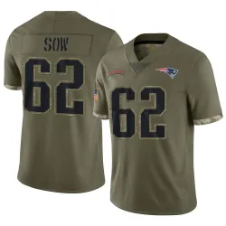 Youth Sidy Sow New England Patriots No.62 Limited 2022 Salute To Service Jersey - Olive