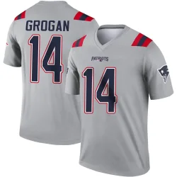 Youth Steve Grogan New England Patriots No.14 Legend Inverted Jersey - Gray